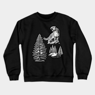 Mountain Majesty: Fir, Granite, and Roaring Leopard Crewneck Sweatshirt